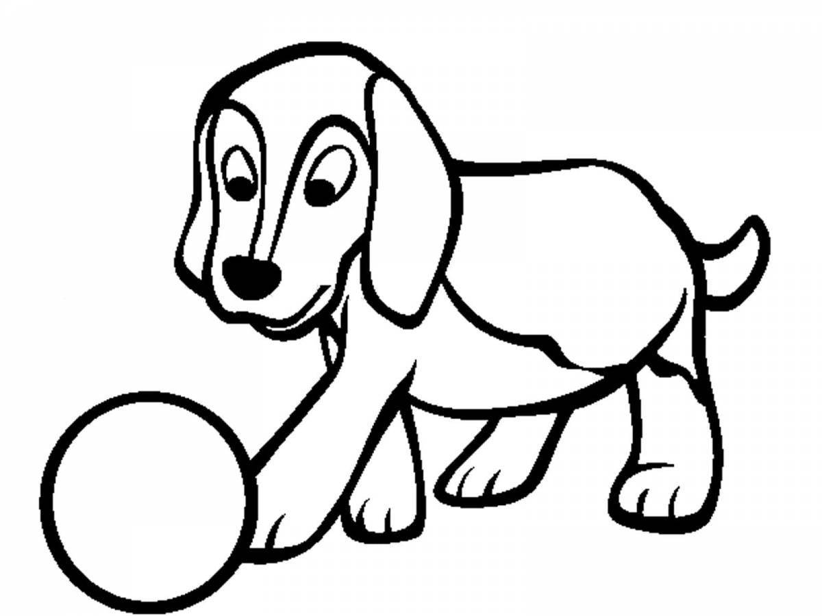Игривая собачка-раскраска для детей 3-4 лет