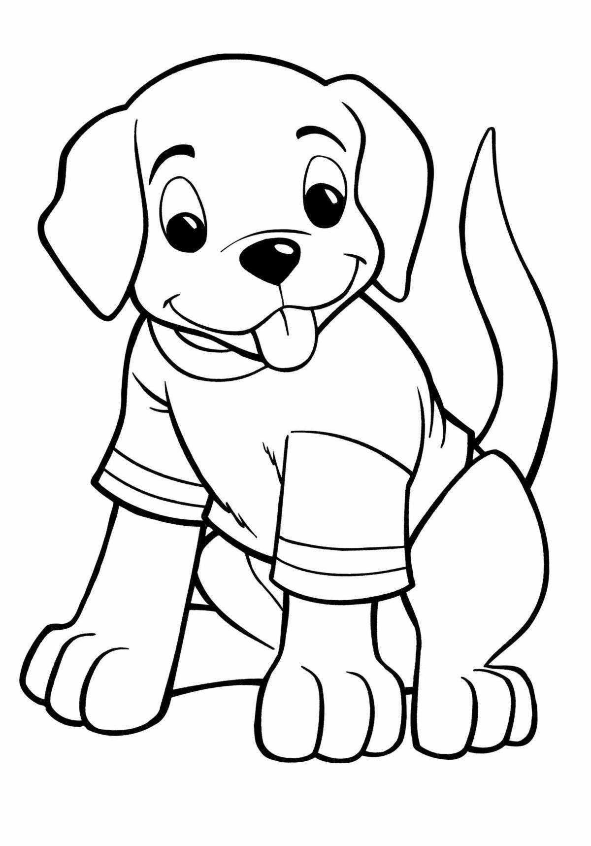 Cute dog coloring book for 3-4 year olds