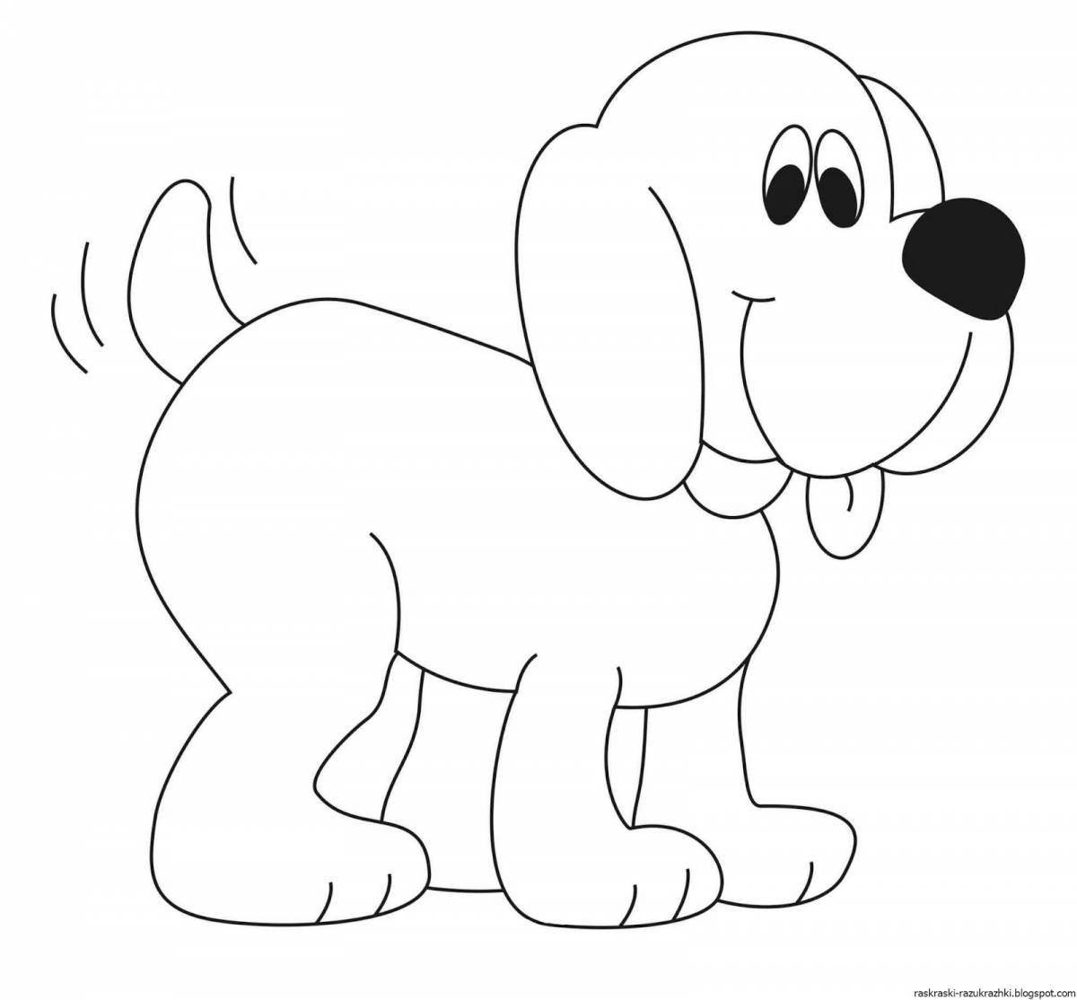 Сказочная собачка-раскраска для детей 3-4 лет