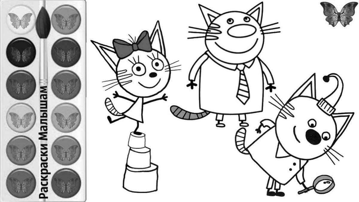 Coloring book sunny three cats