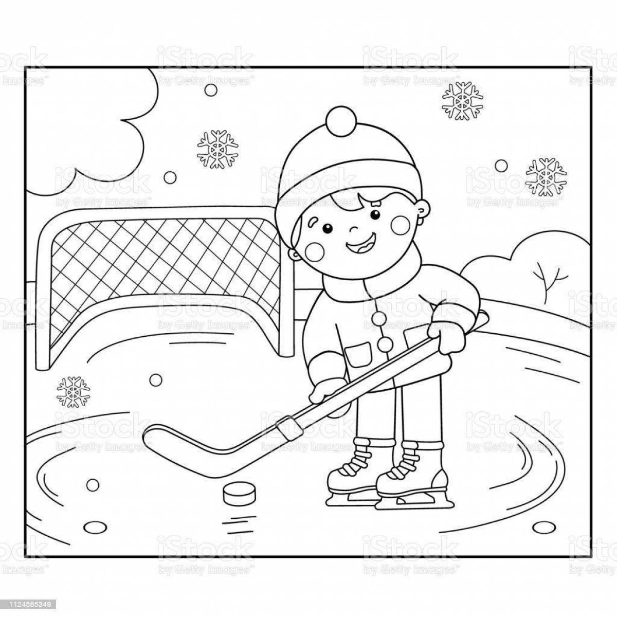 Dazzling picture of winter sports for children in kindergarten