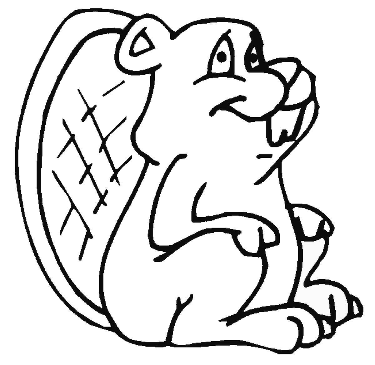 Playful beaver coloring page