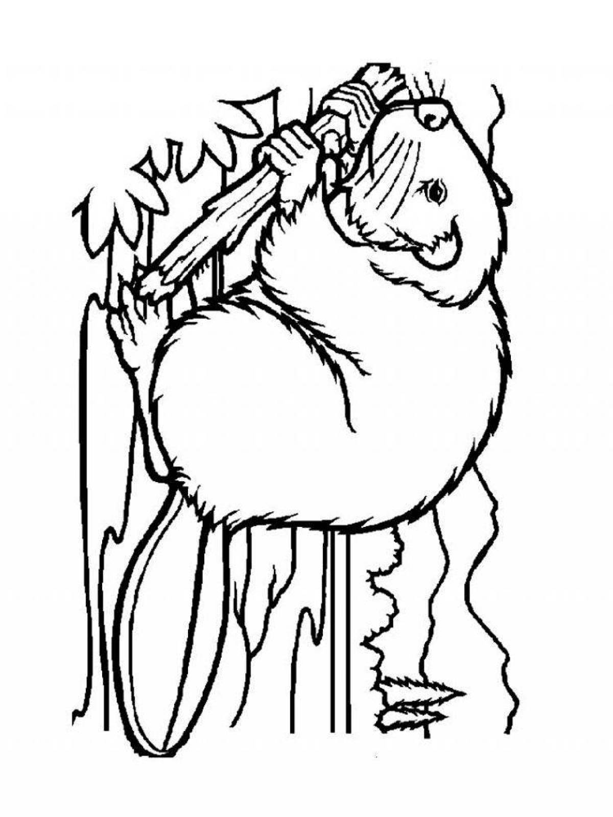 Glowing beaver coloring page