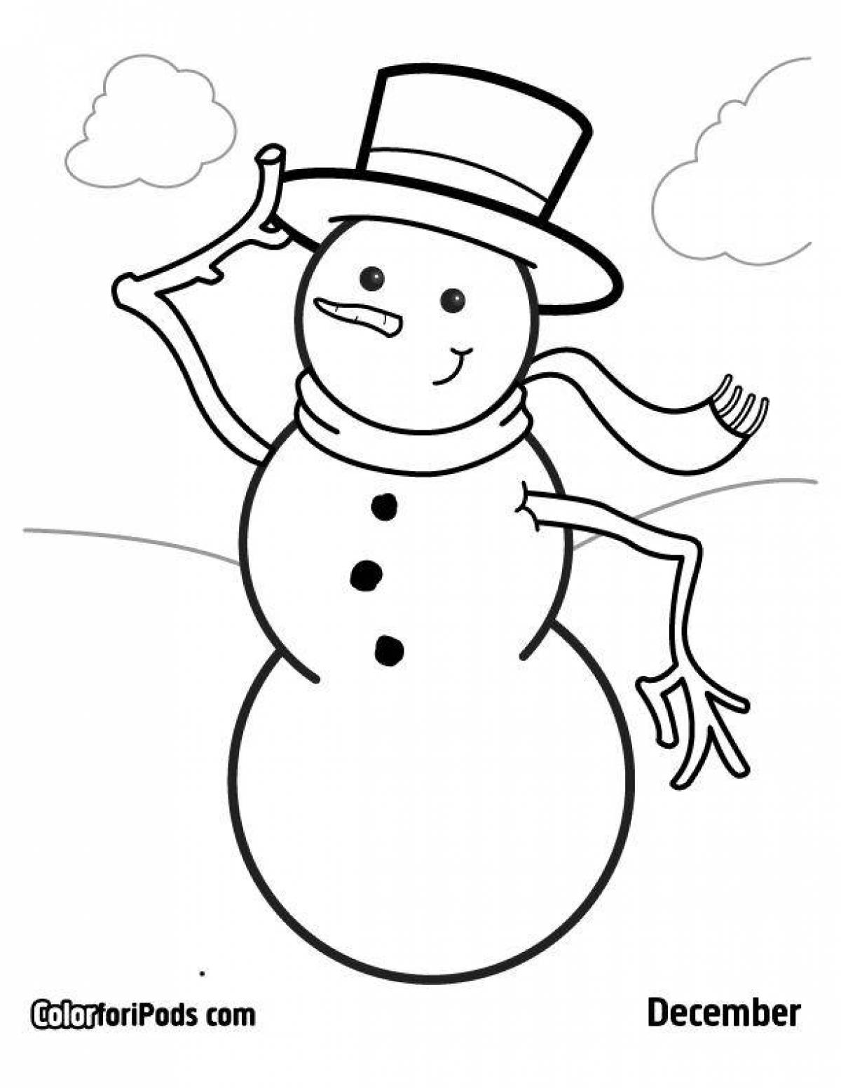 Праздничный рисунок снеговика