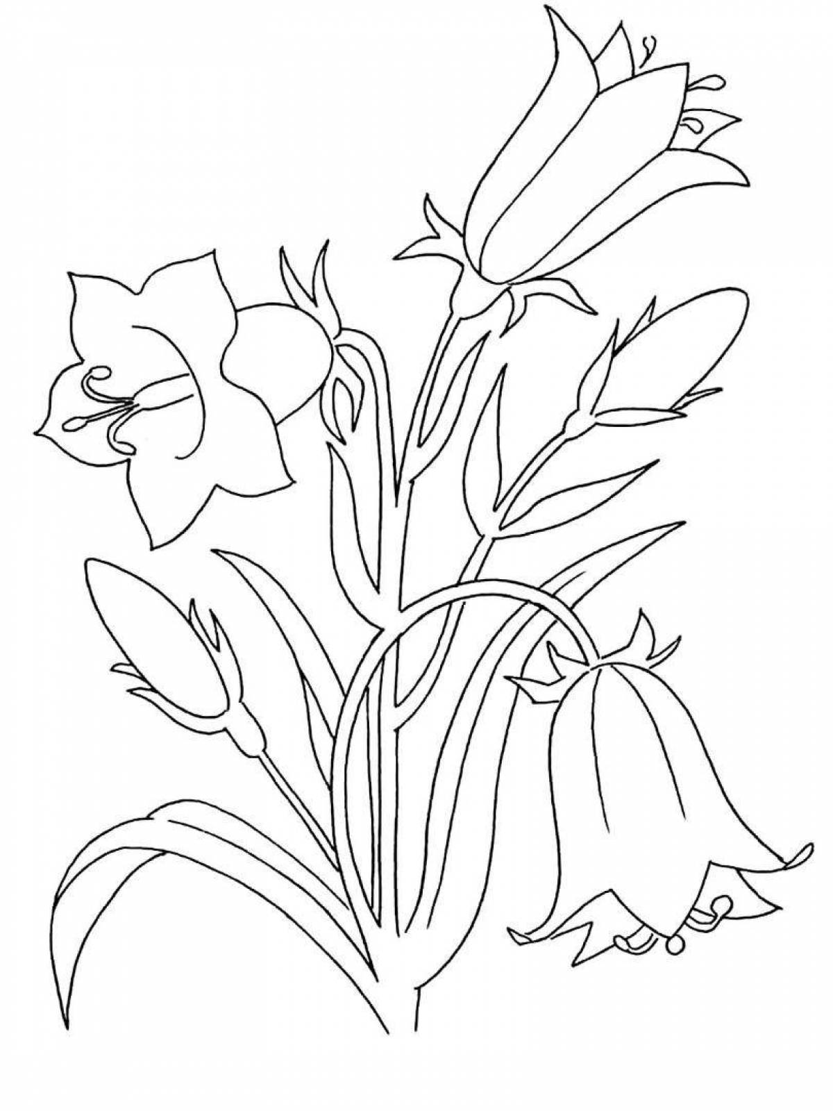 Coloring book glowing flower bell