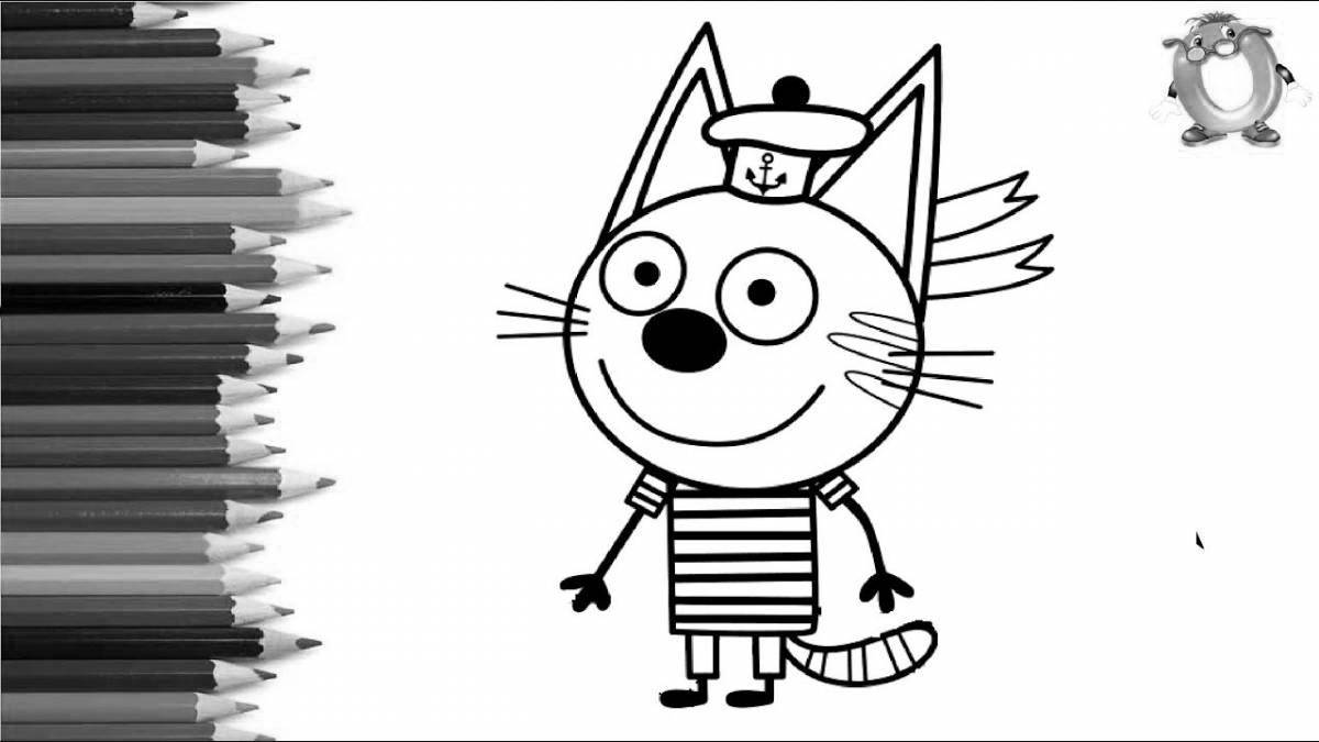 Комическая раскраска 3 кота