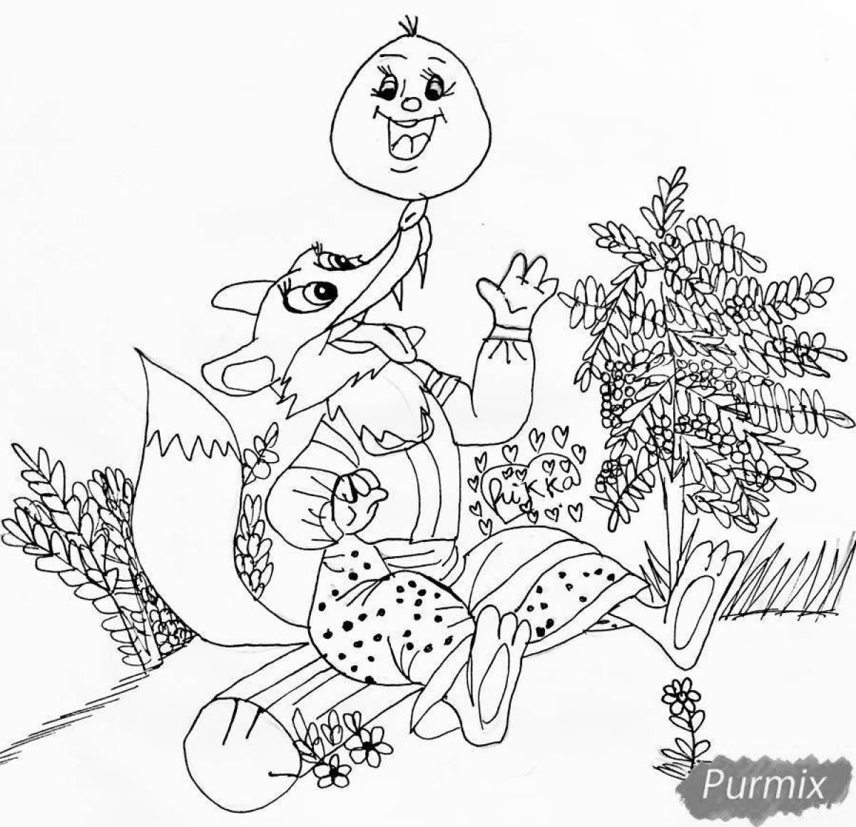 Coloring book bright fox and rabbit
