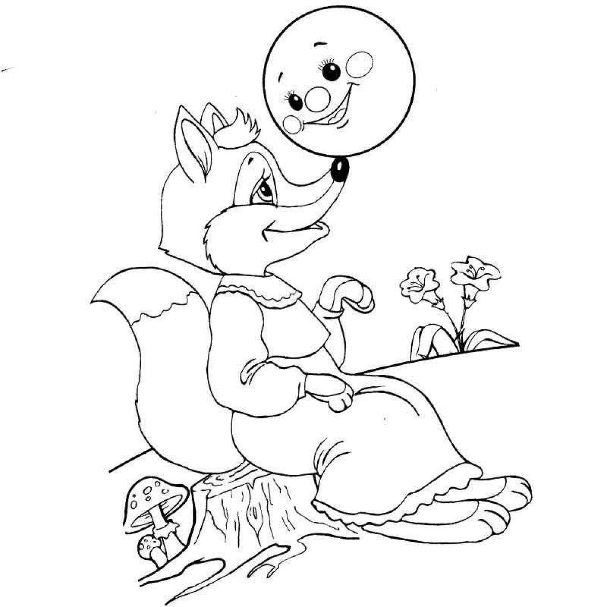 Luminous fox and rabbit coloring page