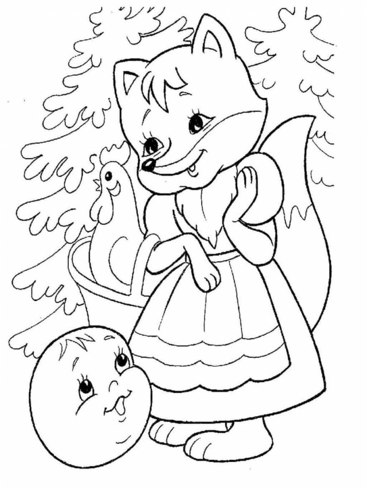 Radiant fox and bunny coloring page
