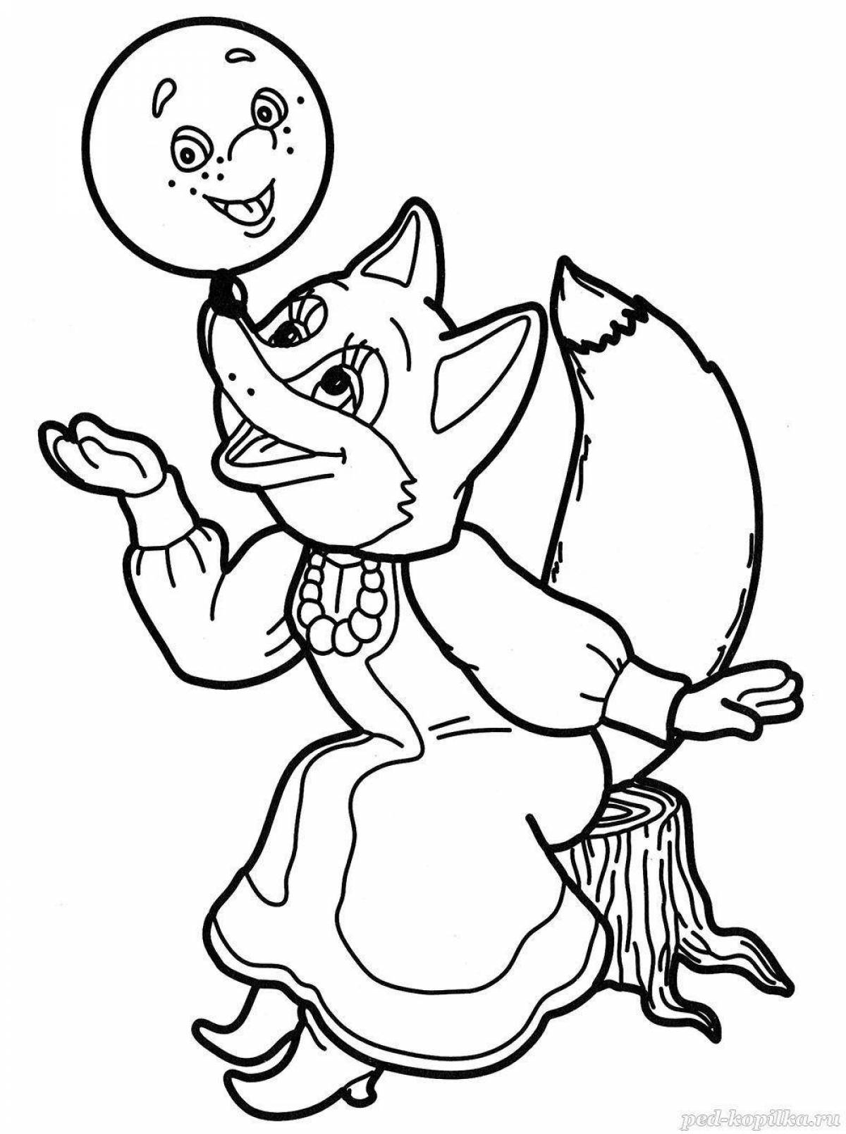 Coloring page playful fox and rabbit