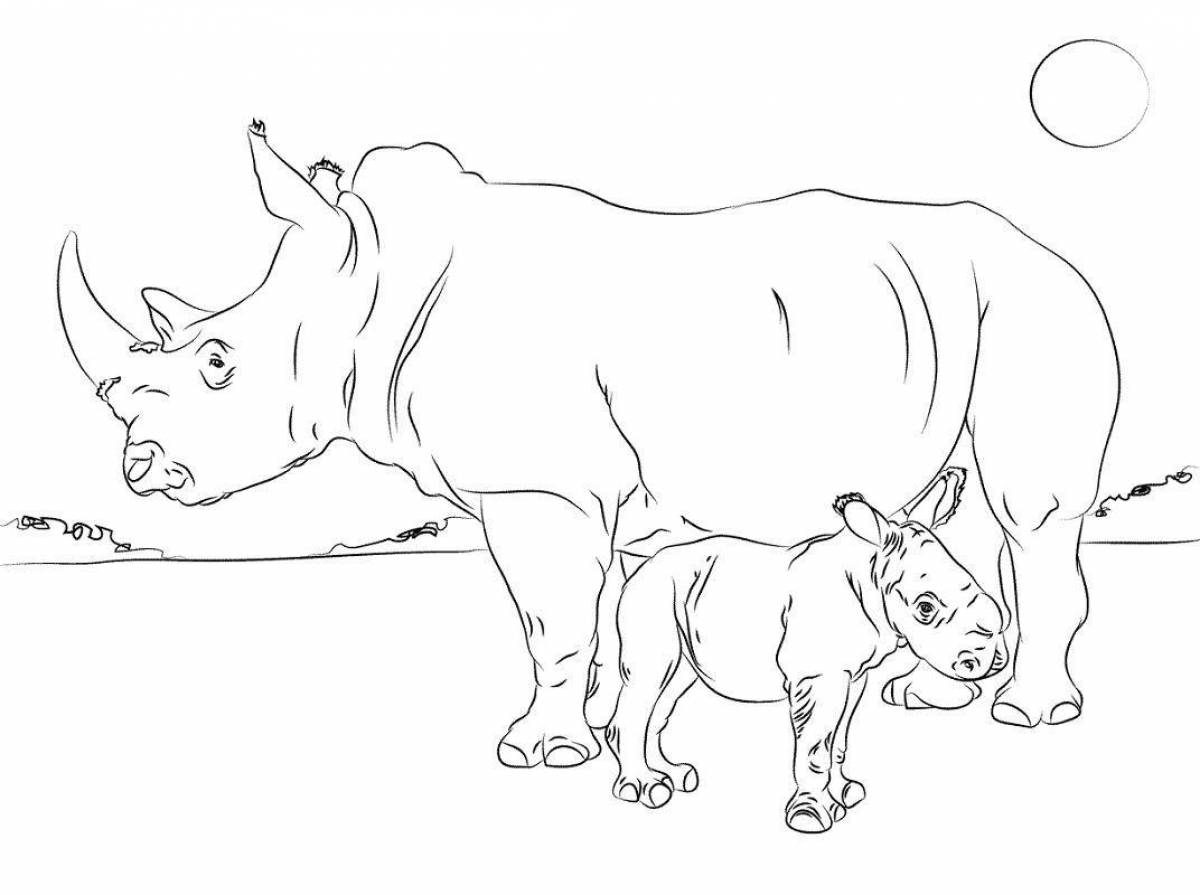 Очаровательная раскраска носорога для детей
