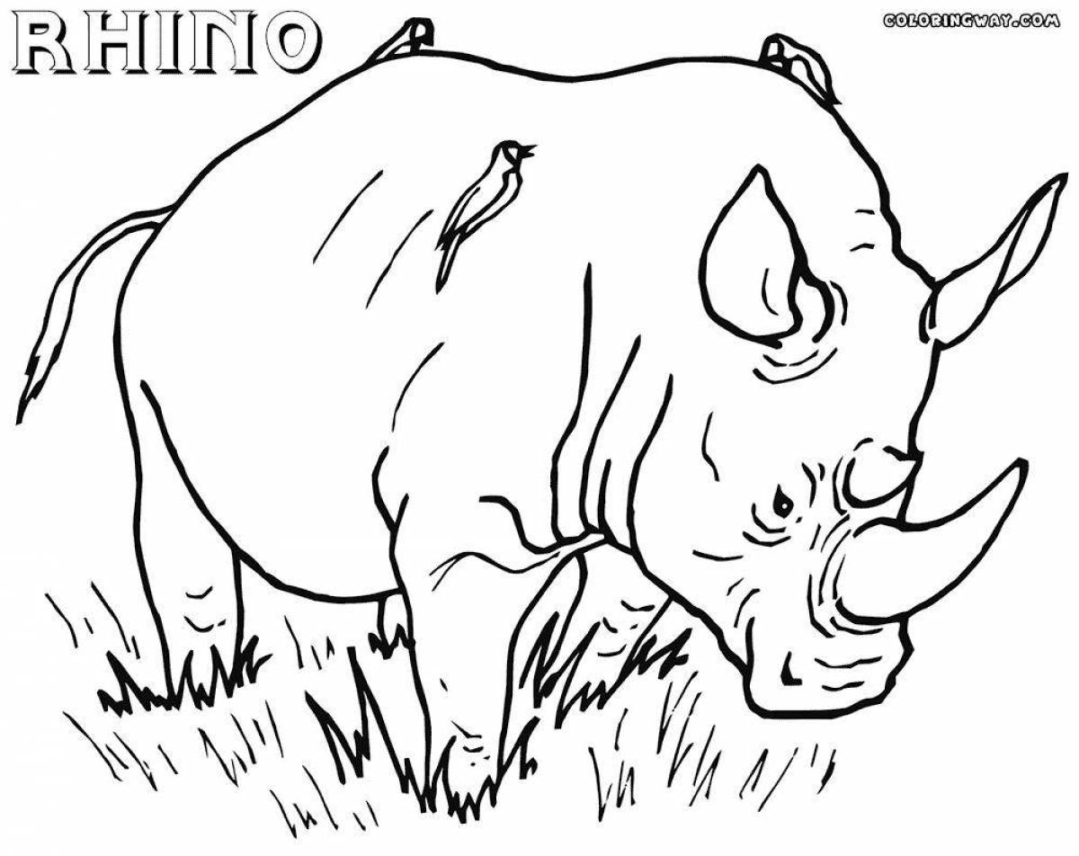 Веселая раскраска носорога для детей