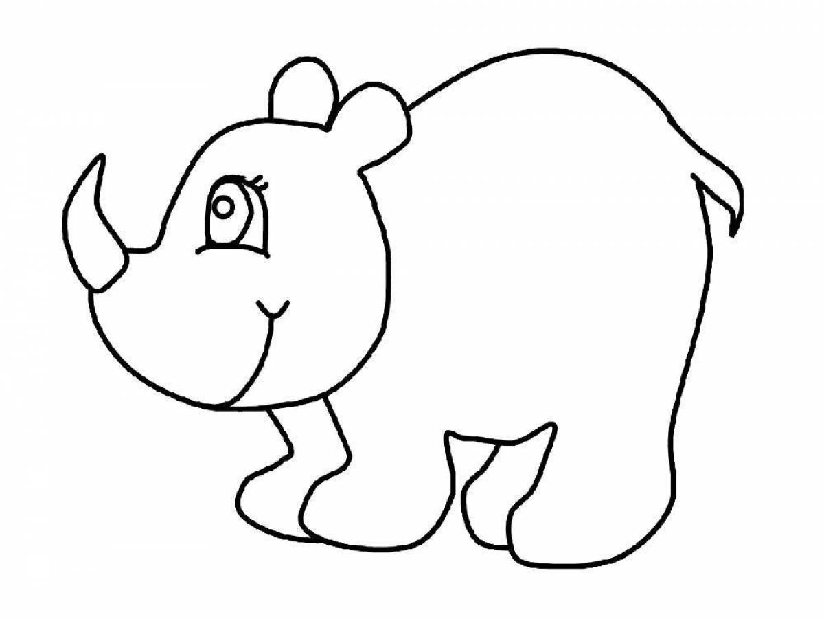 Fun coloring rhinoceros for kids
