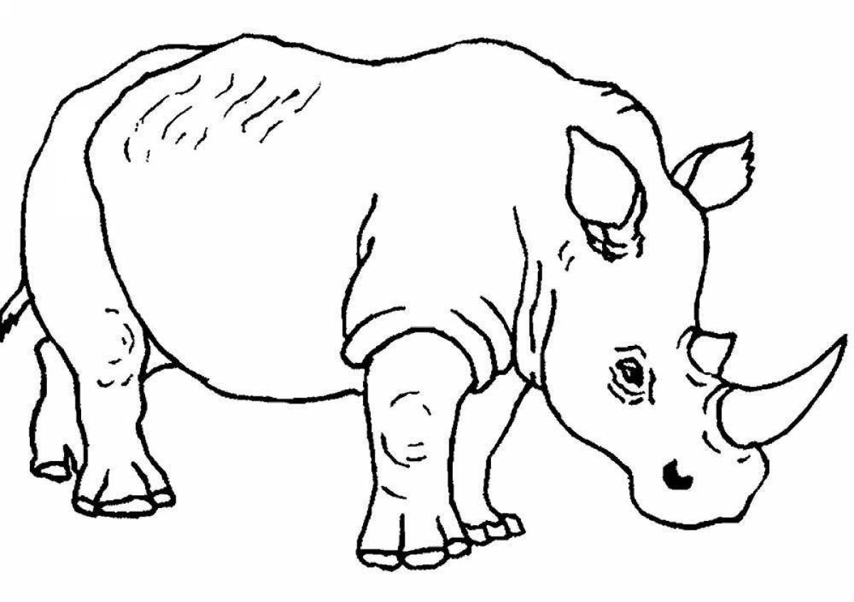 Раскраска веселый носорог для детей