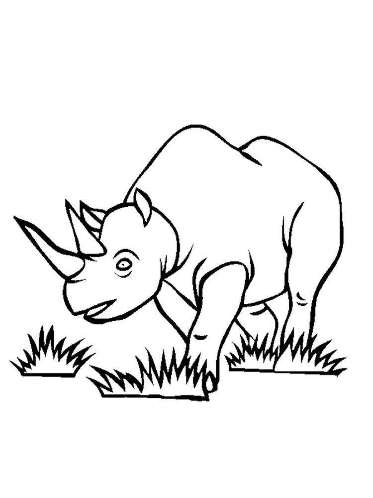 Игривая раскраска носорога для детей
