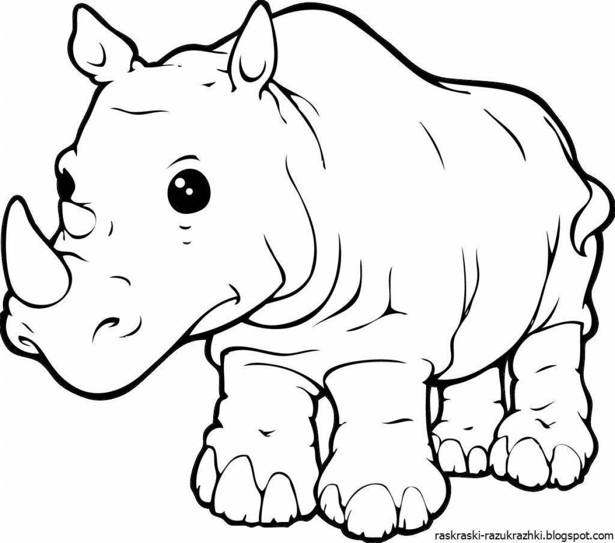 Сказочная раскраска носорога для детей