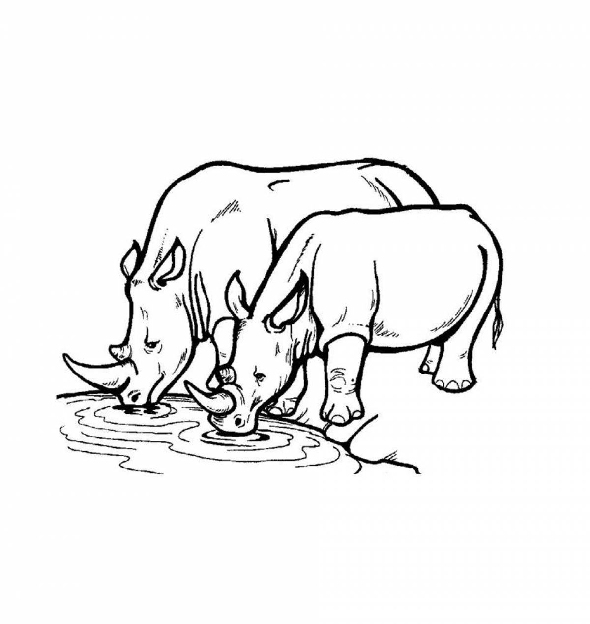 Креативная раскраска носорога для детей
