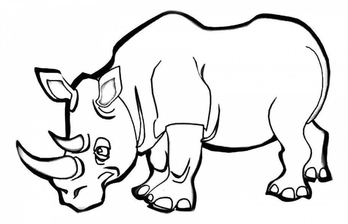 Раскраска очаровательный носорог для детей