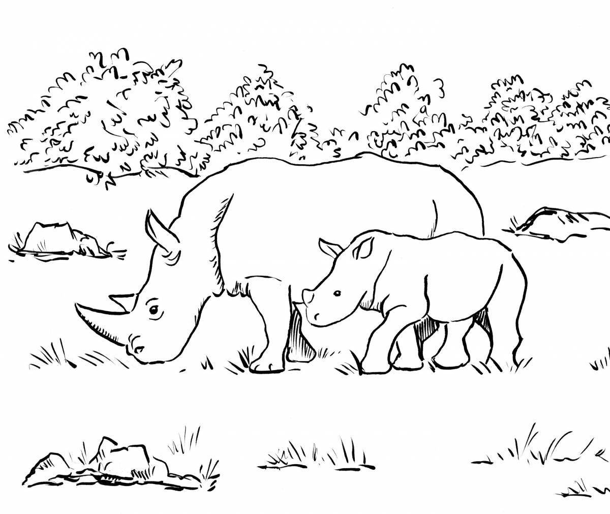 Whimsical rhinoceros coloring book for kids