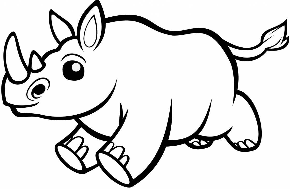 Творческая раскраска носорога для детей
