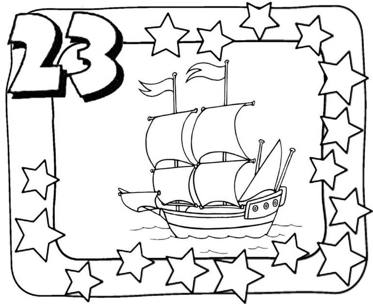Cute coloring page for February 23rd