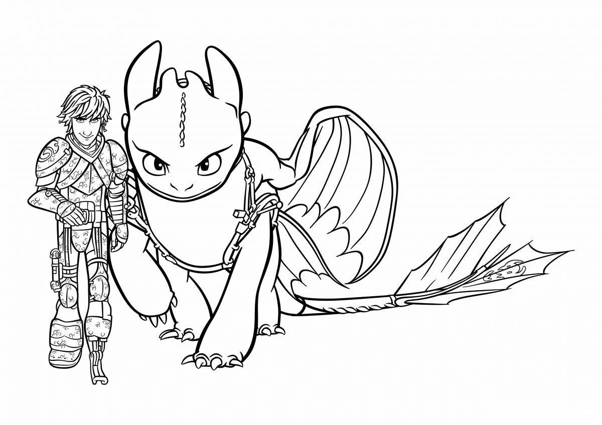 Coloring book charming toothless and light fury