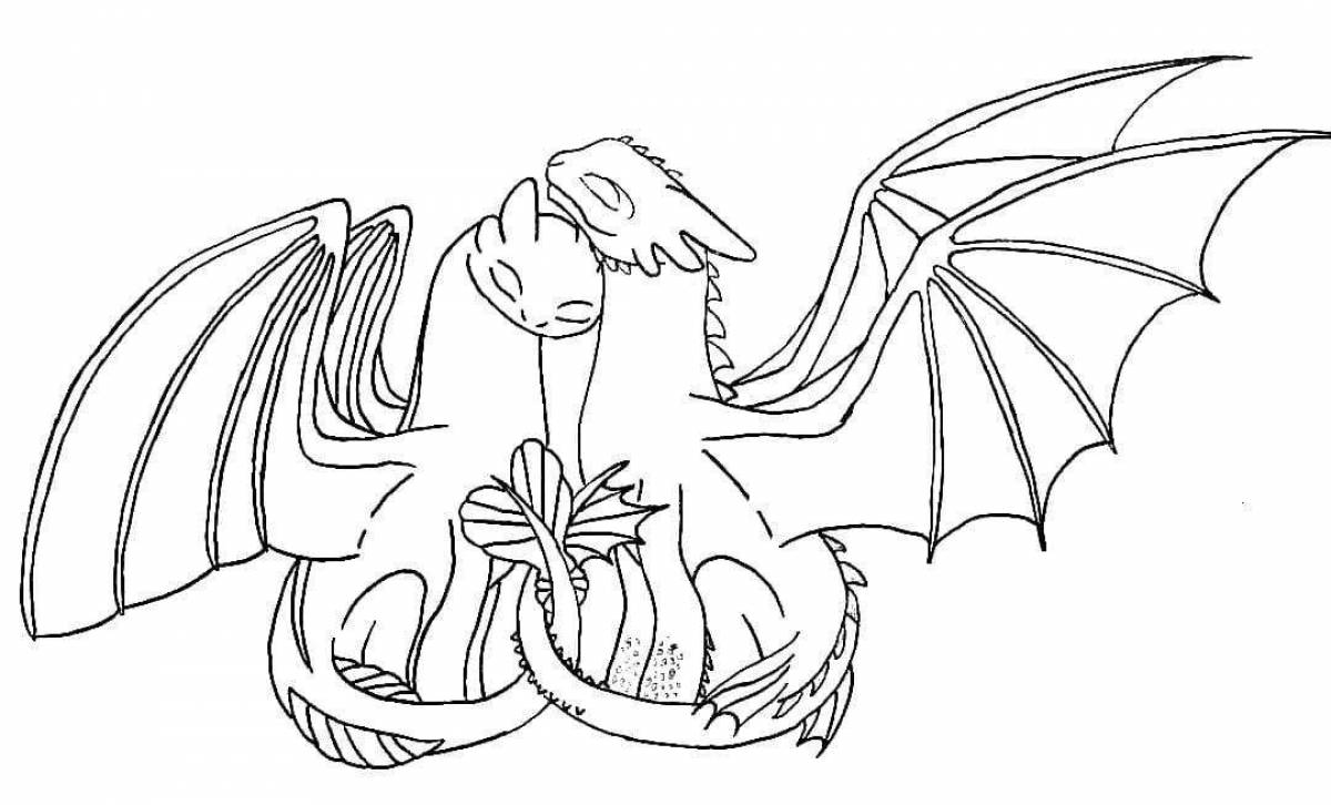 Majestic Toothless and Light's Fury Coloring Page