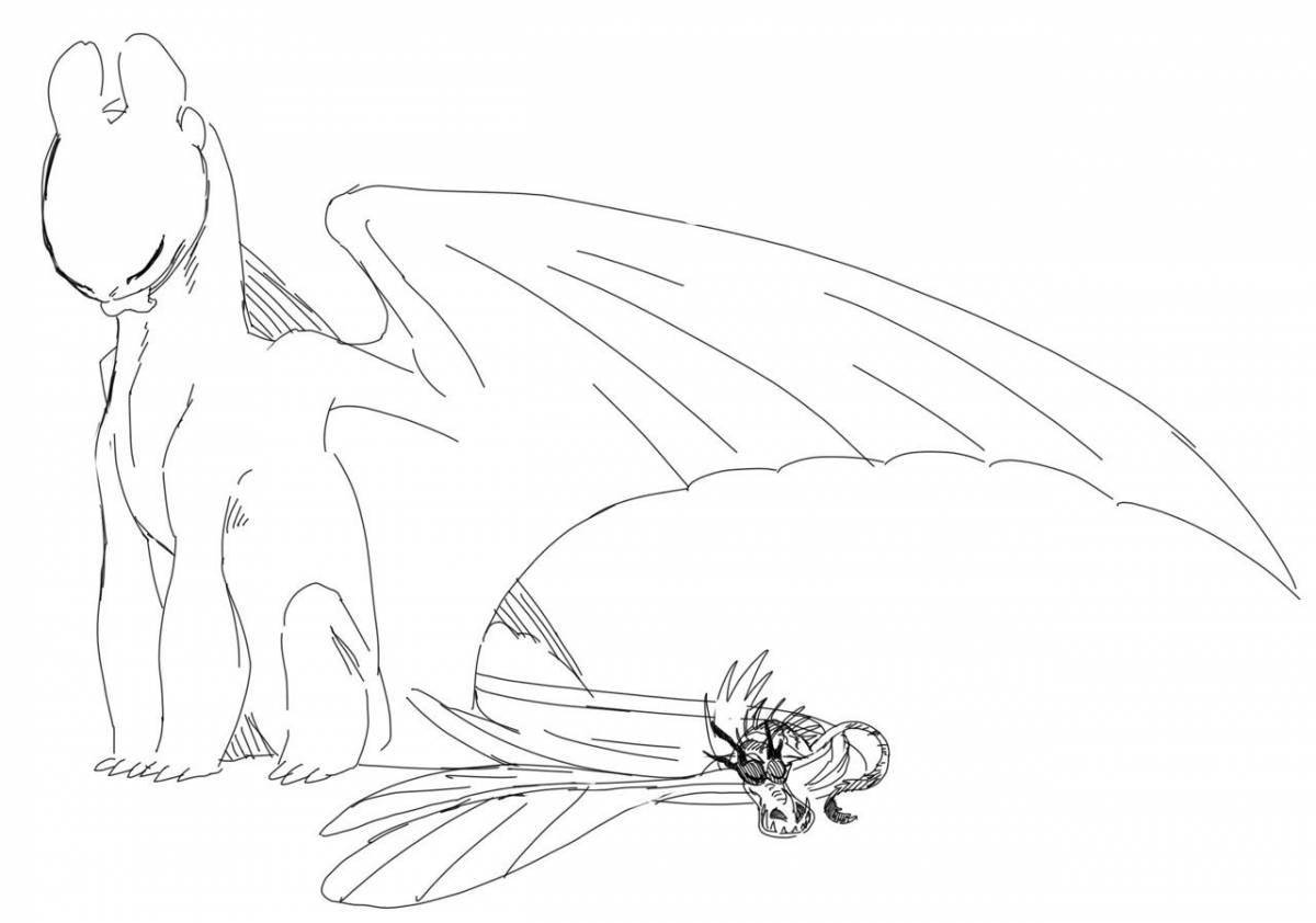 Exquisite Toothless and Light Fury Coloring Page