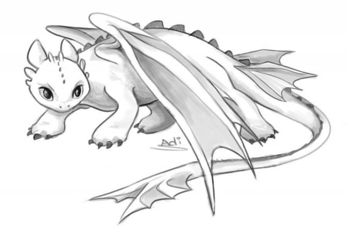 Adorable Toothless and Light Fury Coloring Page