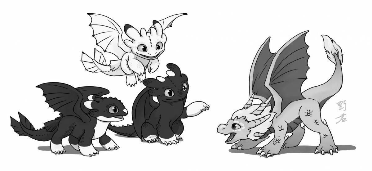 Coloring book playful toothless and light fury