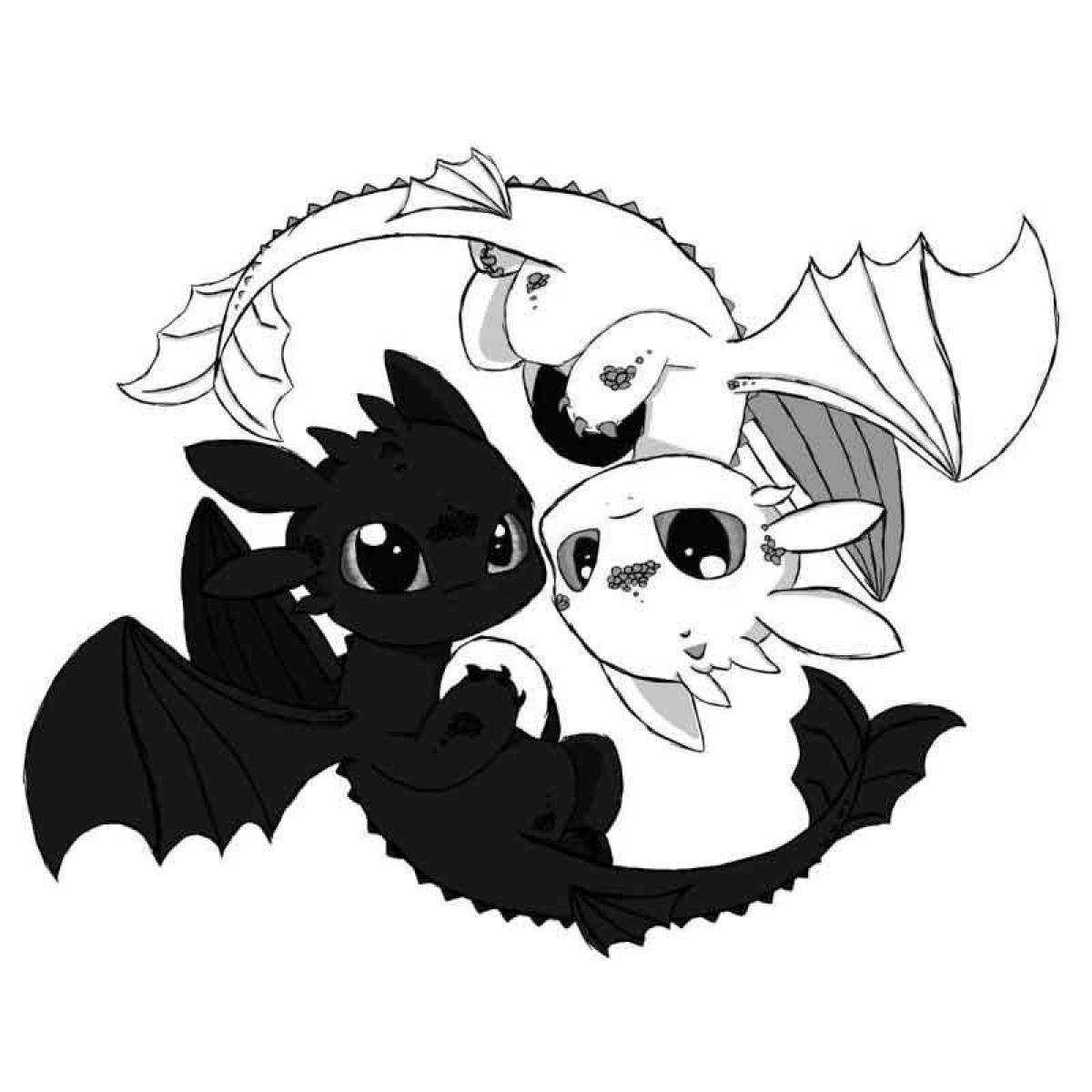 Glowing Toothless and Fury of Light coloring page