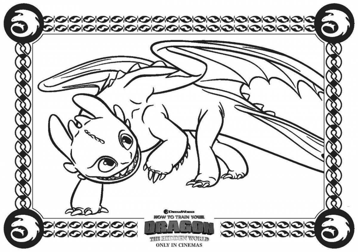 Coloring book exotic toothless and the fury of light