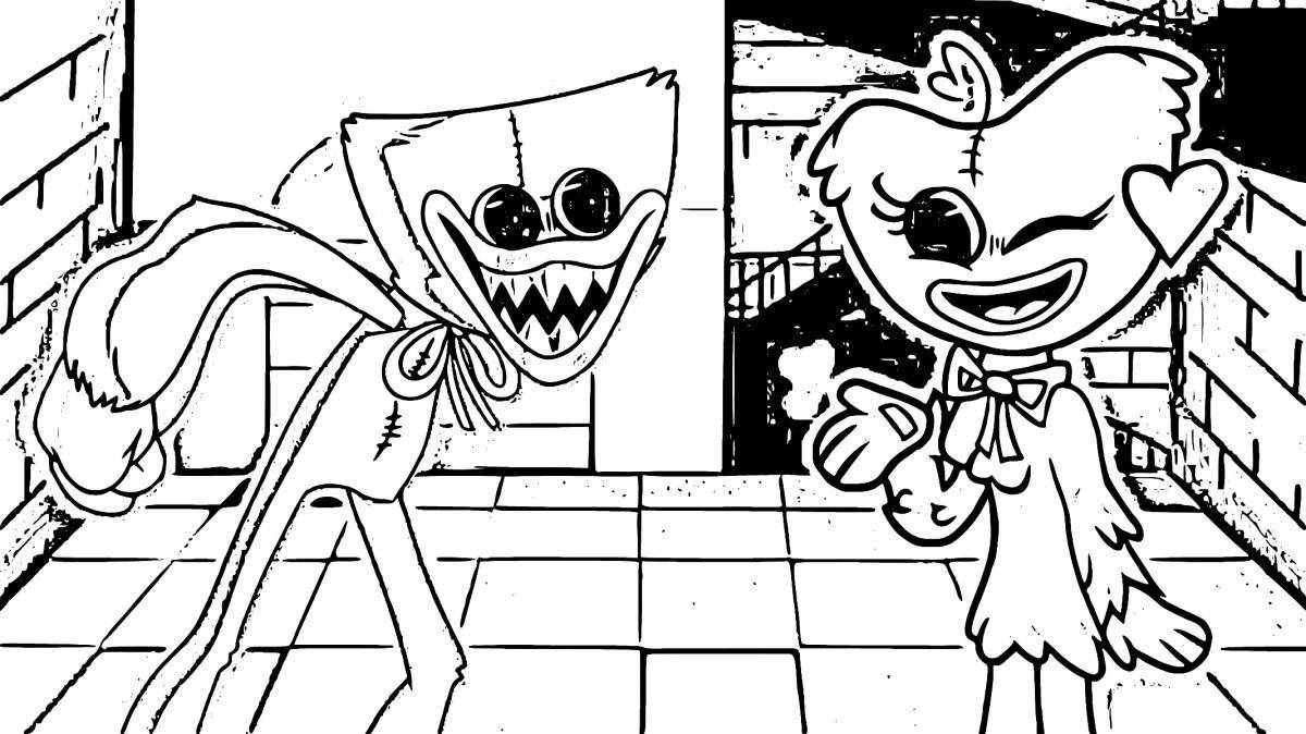 Glowing huggy waggie coloring page