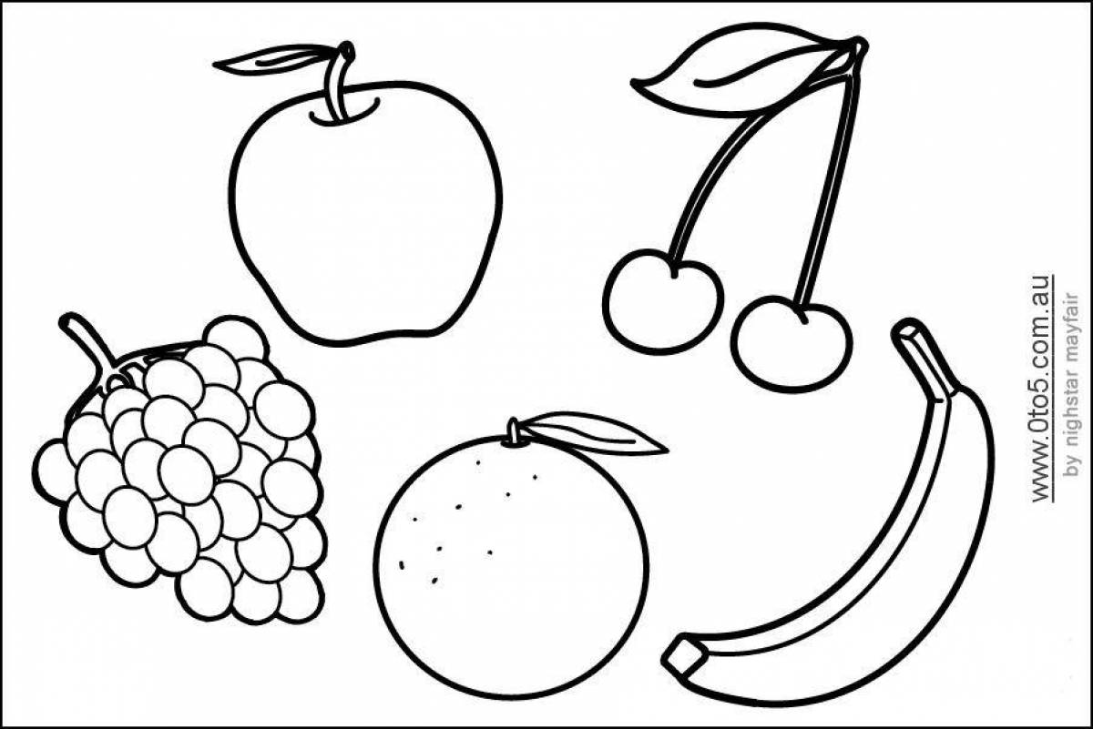 Inviting fruit coloring book for children 4-5 years old
