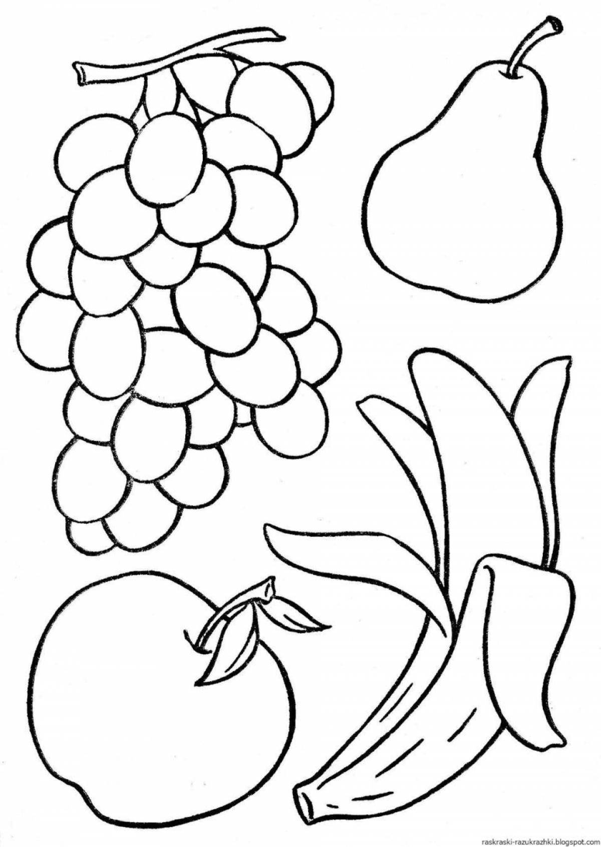 Stimulating fruit coloring pages for 4-5 year olds