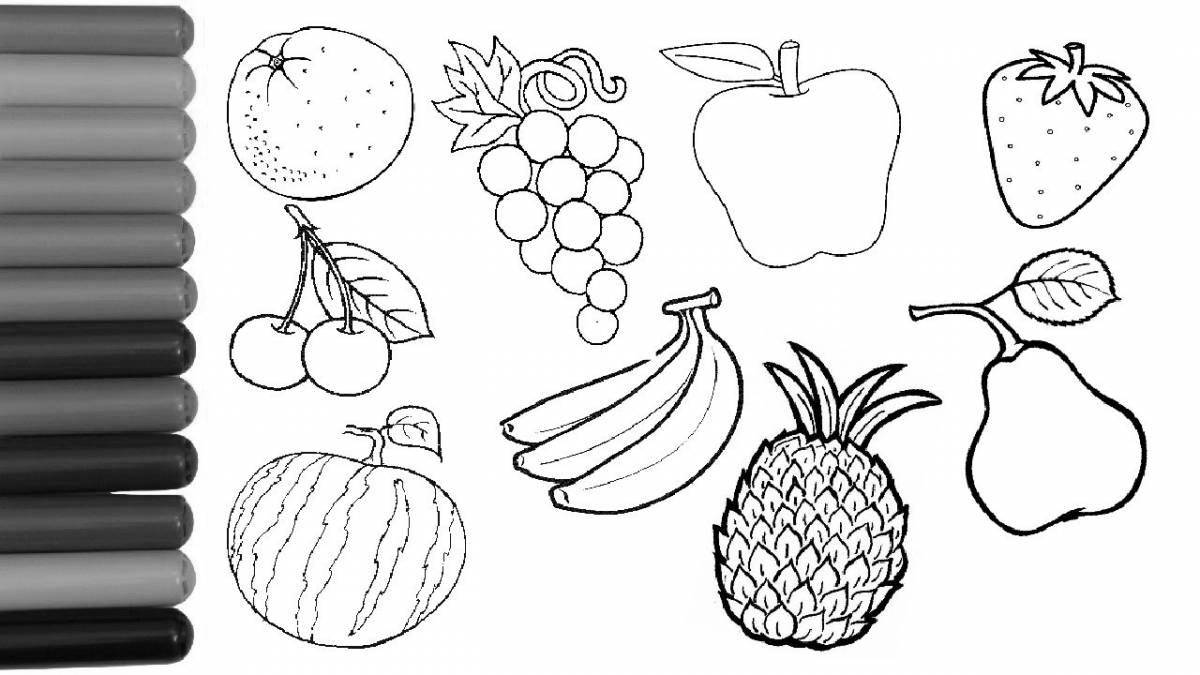 Innovative fruit coloring page for 4-5 year olds