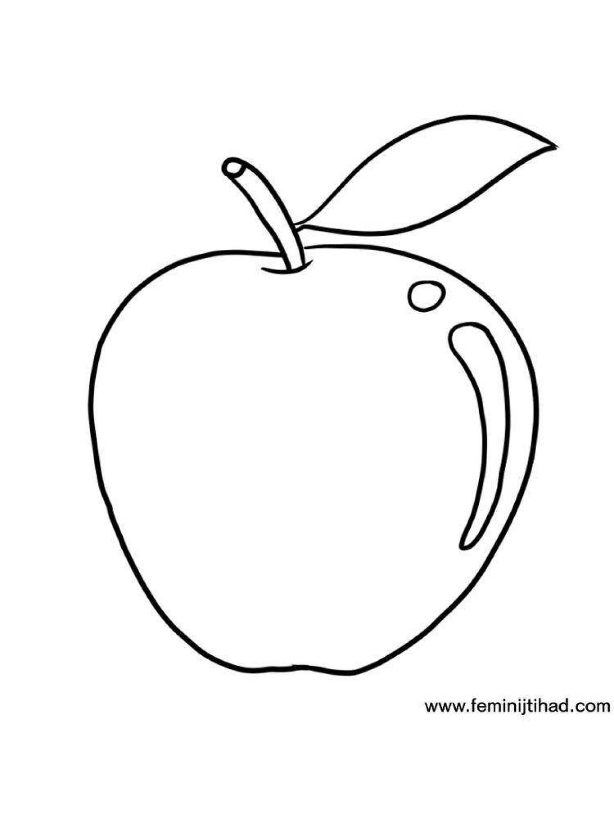Яркая яблочная раскраска для детей 3-4 лет