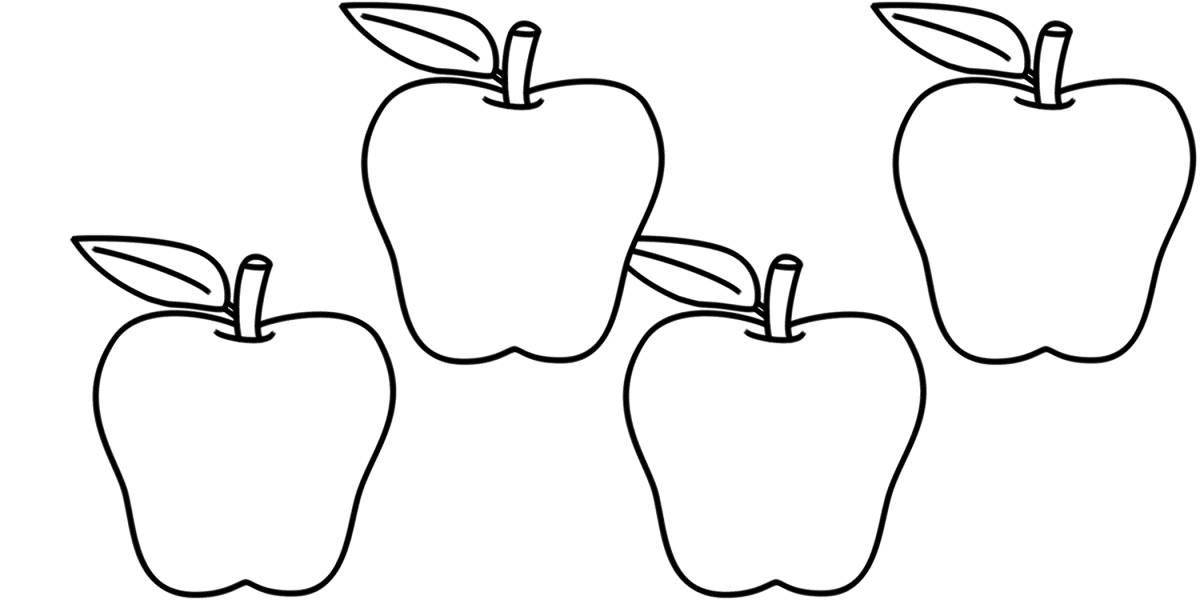 Радостная яблочная раскраска для детей 3-4 лет
