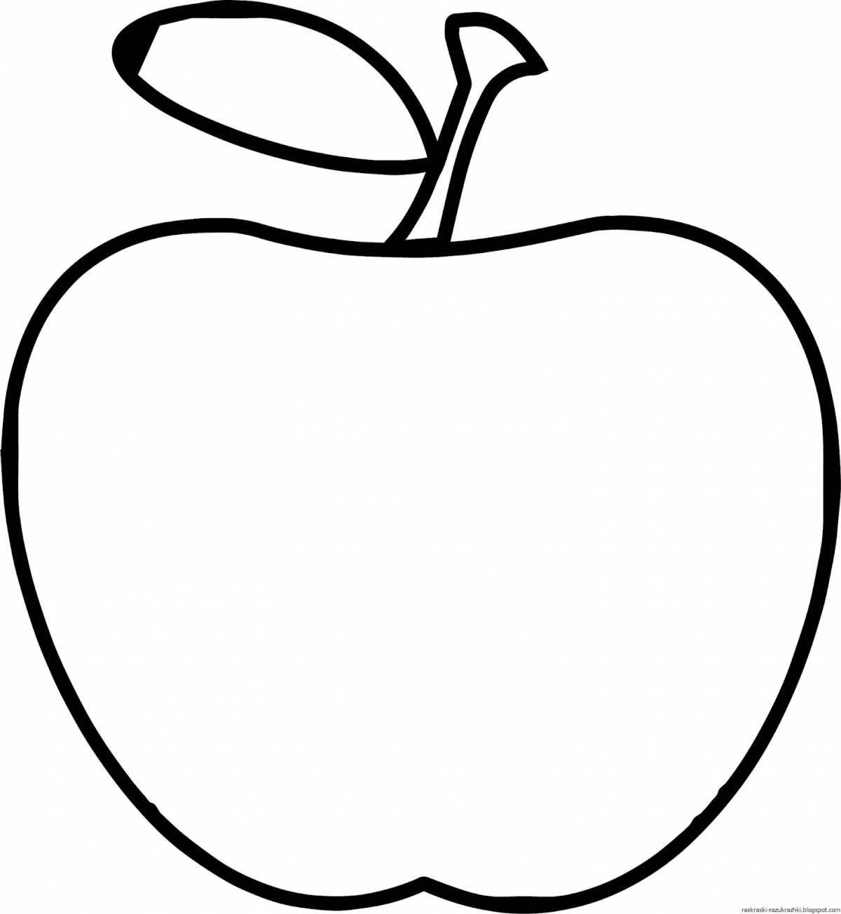 Яркое яблоко-раскраска для детей 3-4 лет