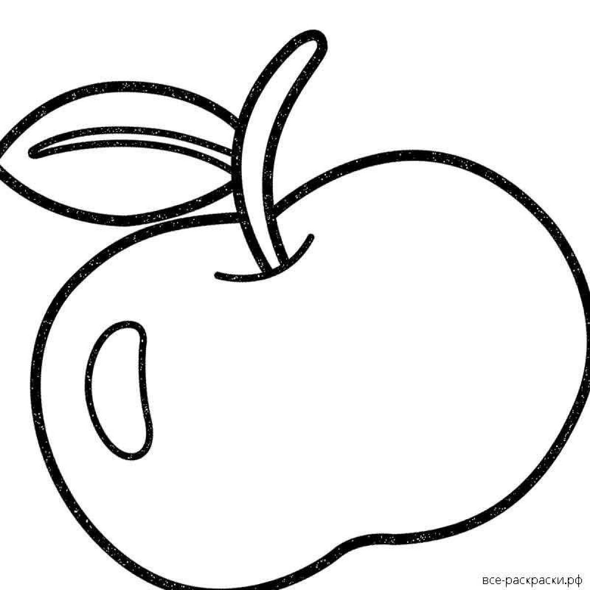 Fun coloring apple for children 3-4 years old