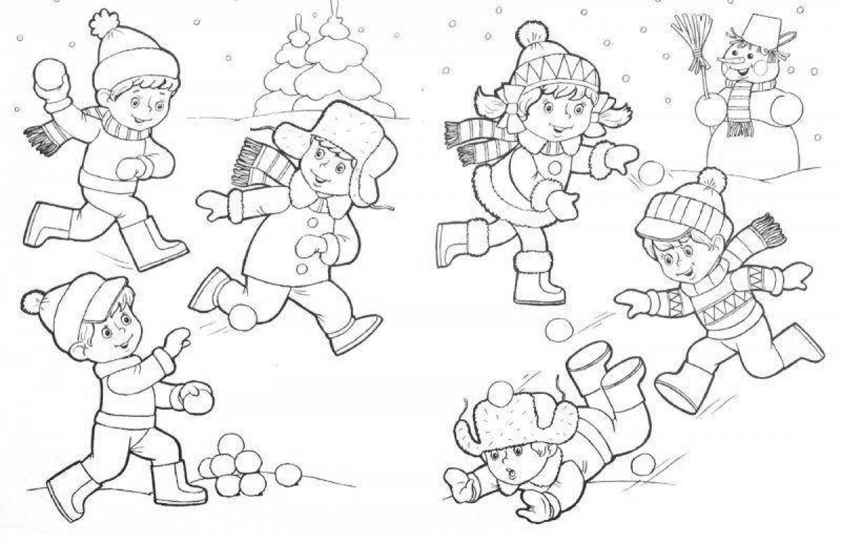 Merry winter fun coloring book for kids