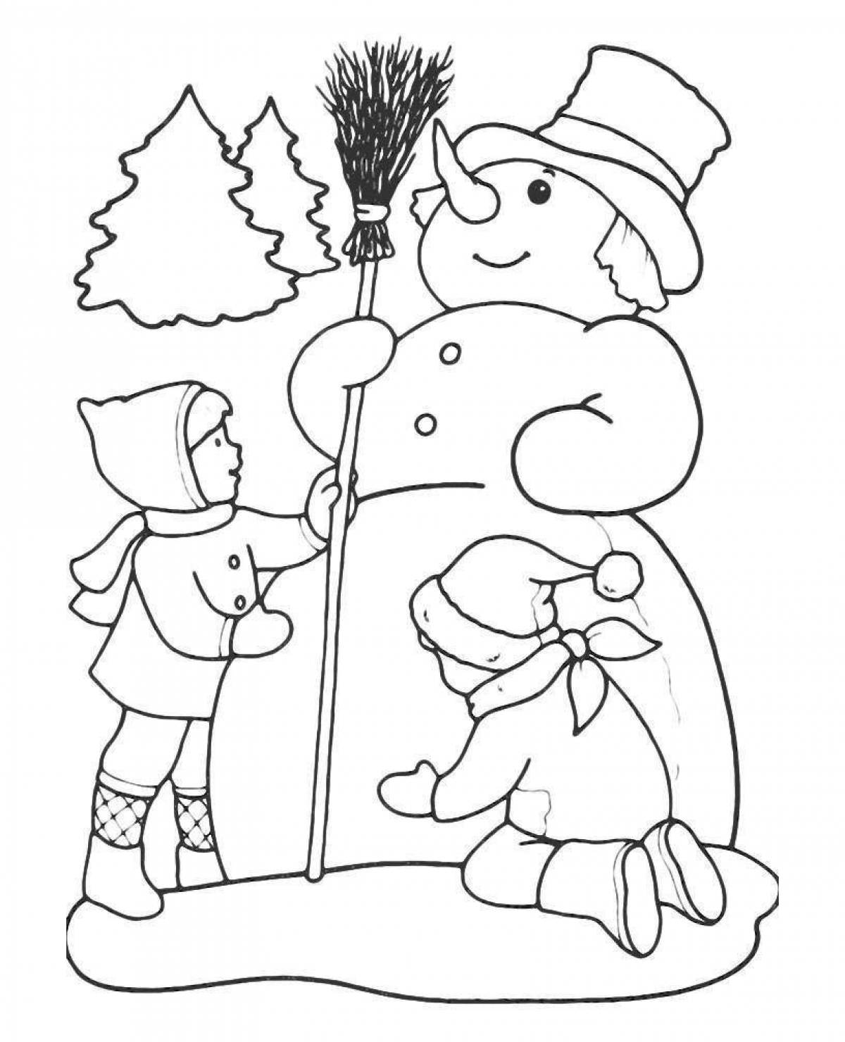 Bright winter fun coloring book for kindergartners