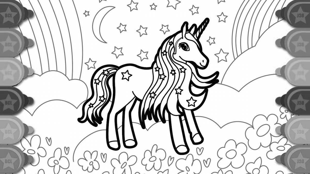 Playful coloring book for children 5-6 years old unicorns
