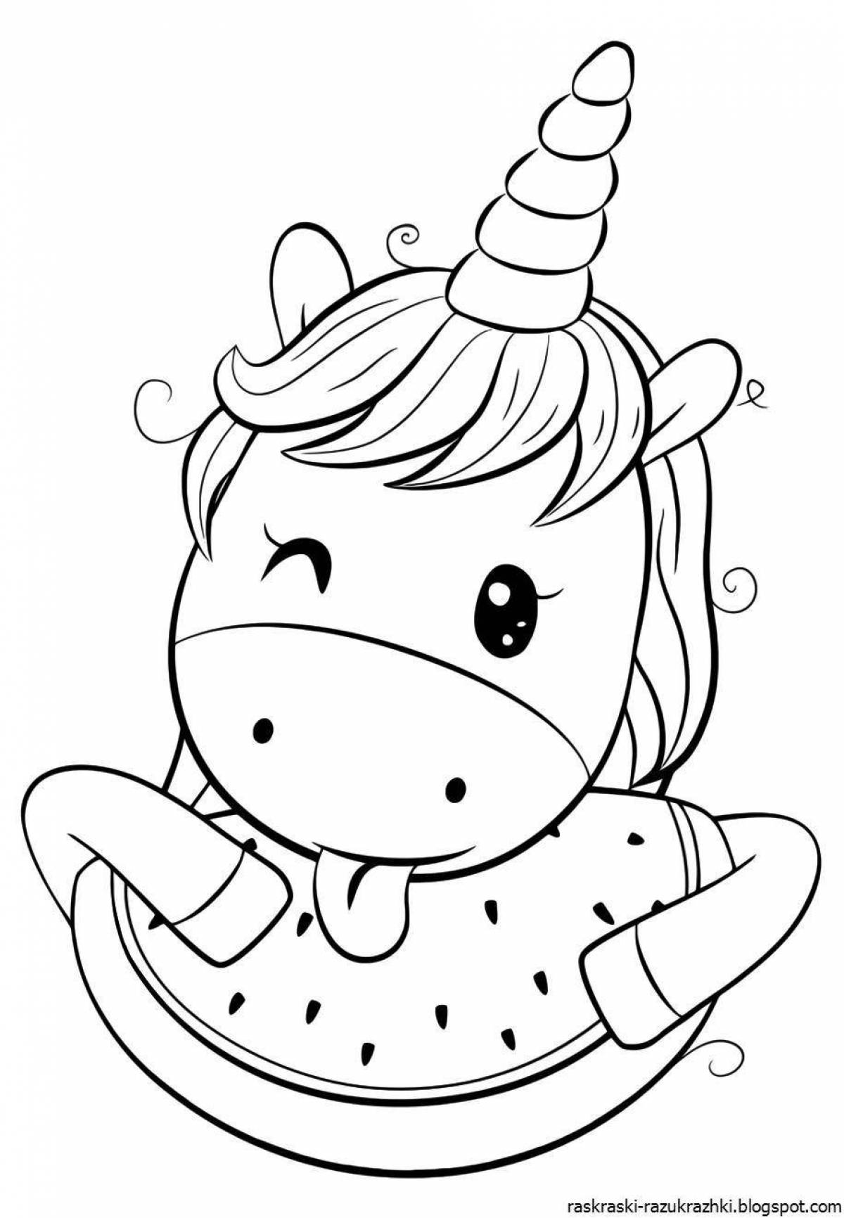 Funny coloring book for children 5-6 years old unicorns