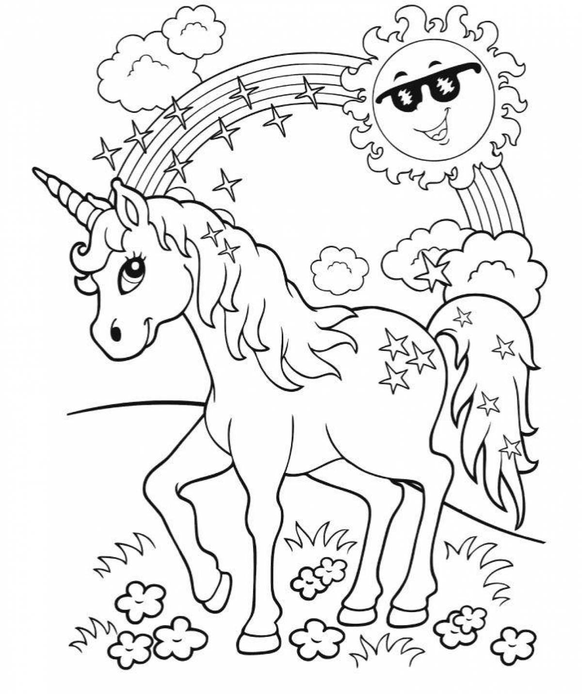 Exotic coloring book for children 5-6 years old unicorns