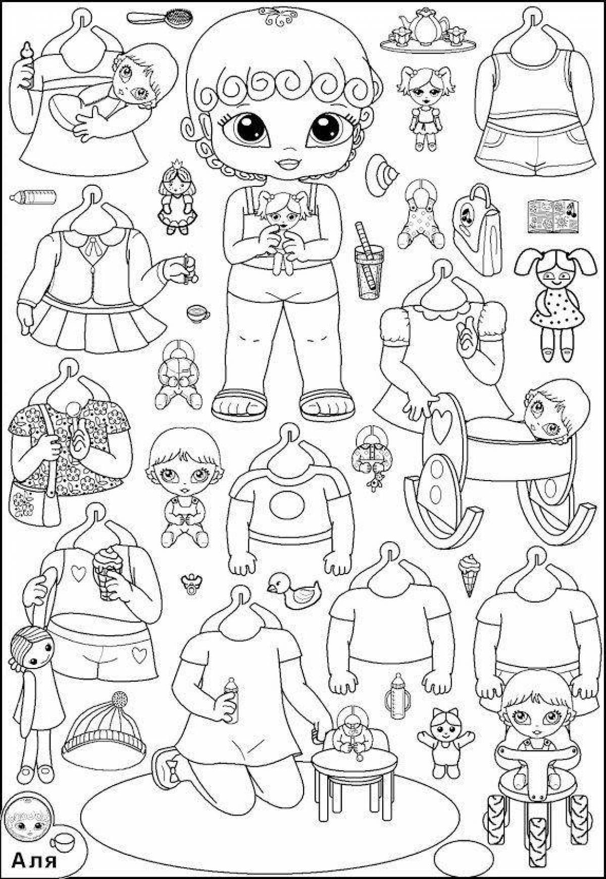 Adorable lol doll coloring book with cut out clothes