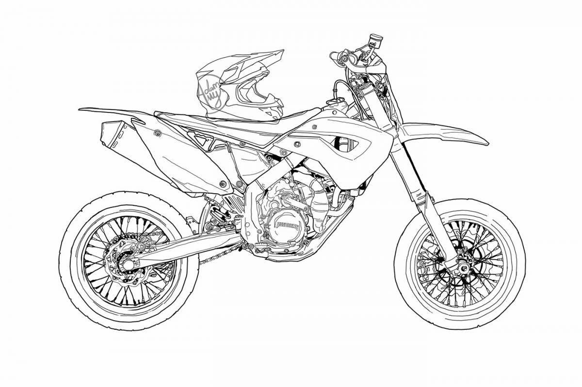 Bright colored pit bike coloring page