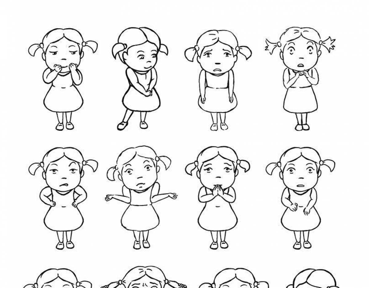Emotion content coloring page