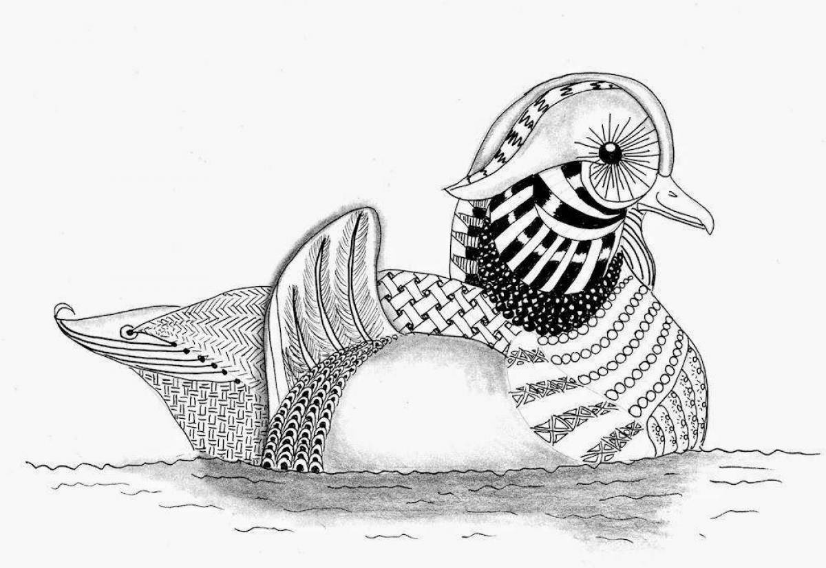 Gorgeous mandarin duck coloring page