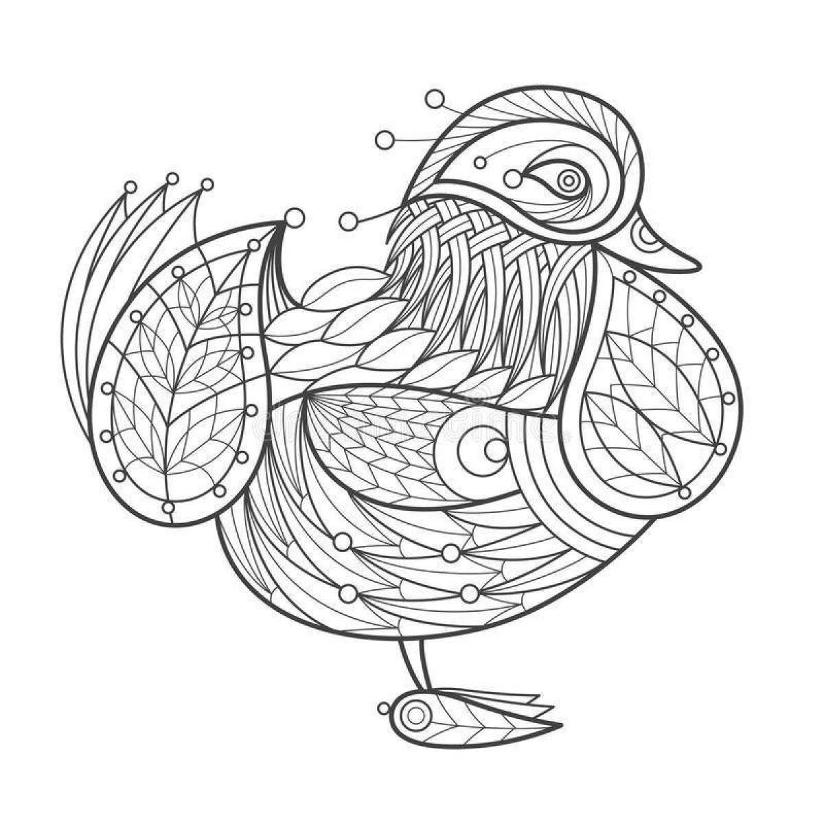 Fabulous mandarin duck coloring page